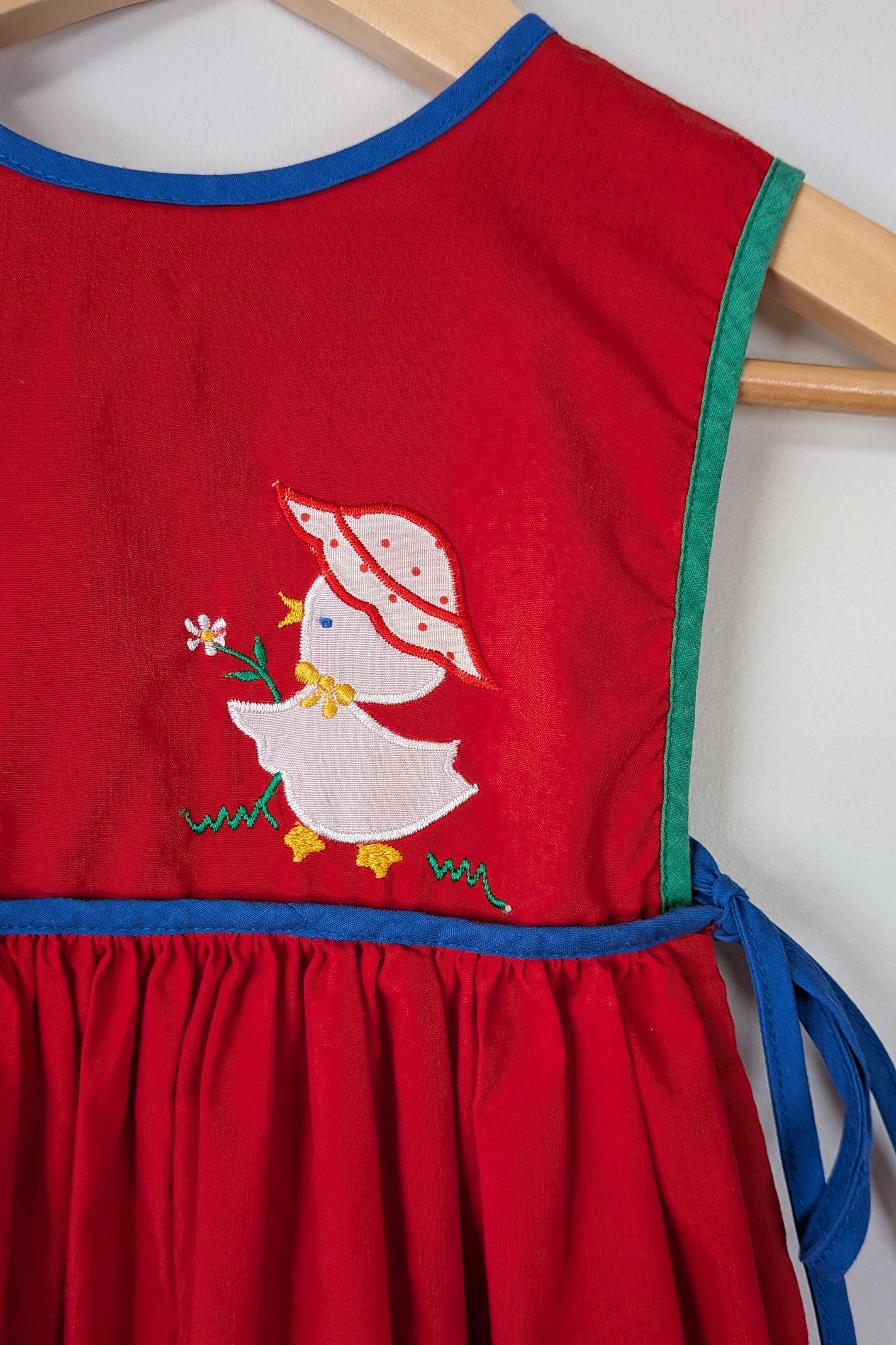Vintage 90s Baby Love Embroidered Duck Pinafore Dress Size 3
