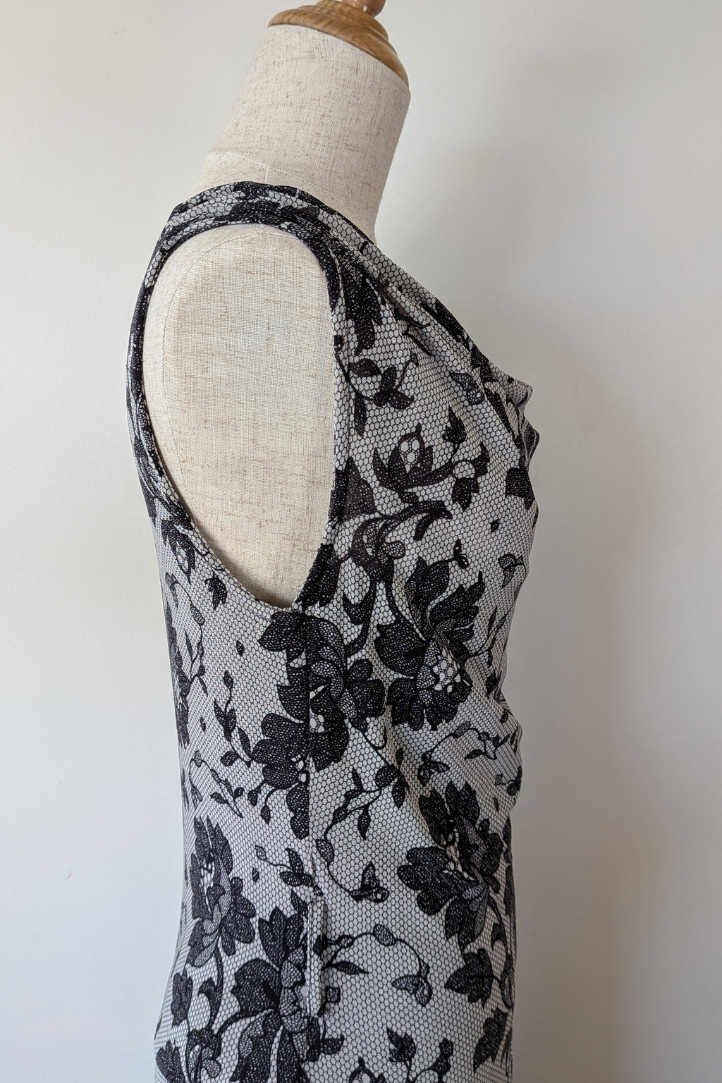 Vintage Y2K Tea Berry Floral Lace Cowl Neck Dress Size 8/10