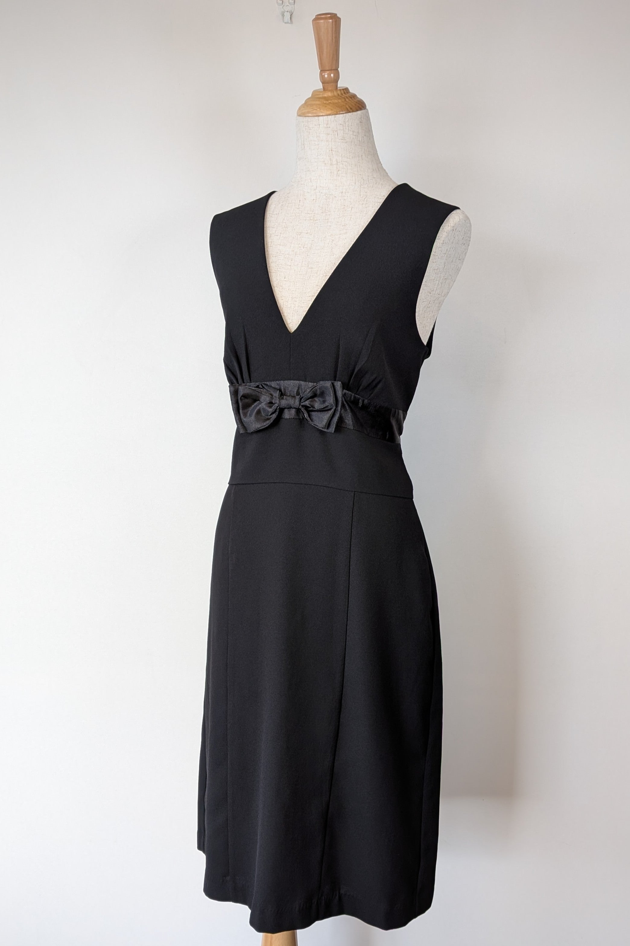 Vintage Y2K Crossroads Sleeveless Black Bow Cocktail Dress Size 12/14