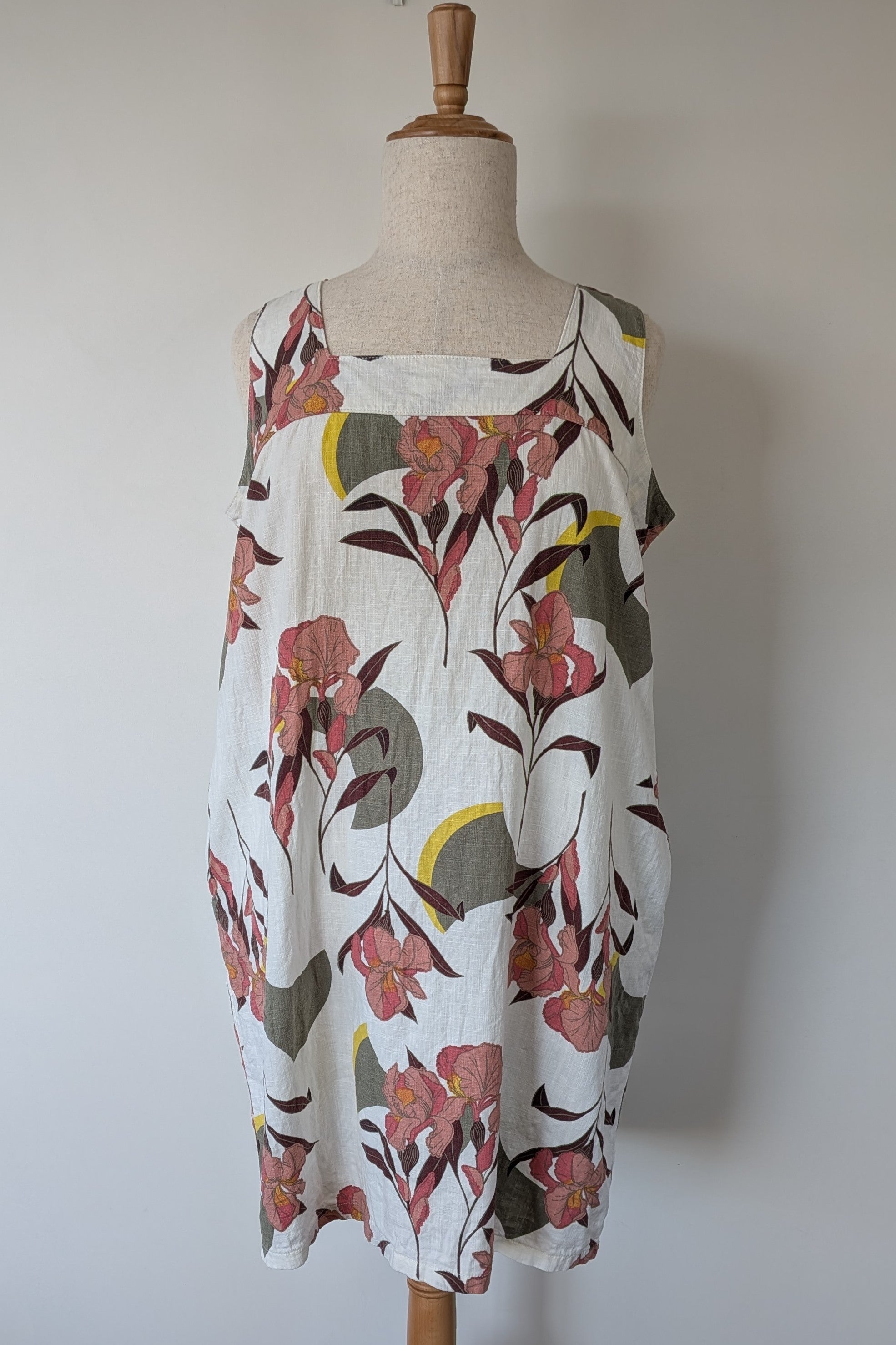 Next Linen Blend Floral Shift Dress Size 20