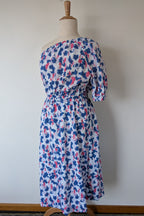 Witchery Linen One Shoulder Watercolour Print Midi Dress with Cut Out Size 16