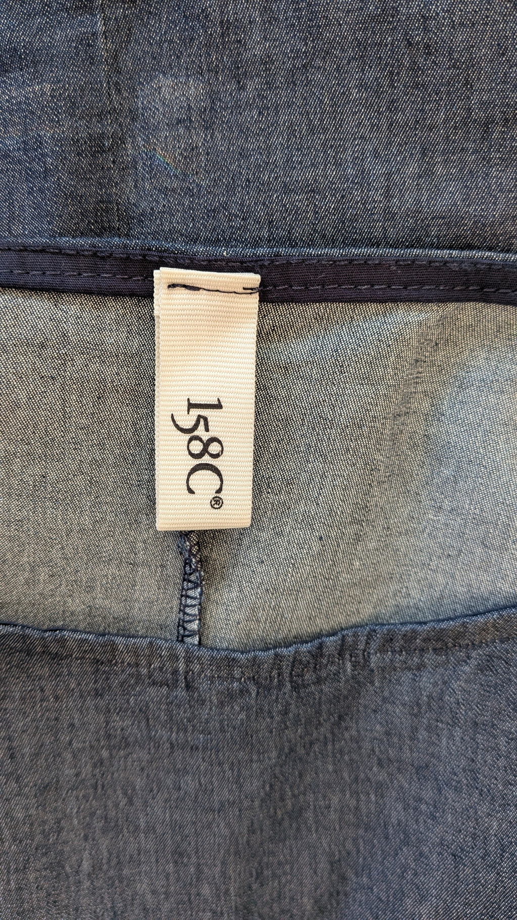 158C Blue Denim Cotton Blend Top in One Size