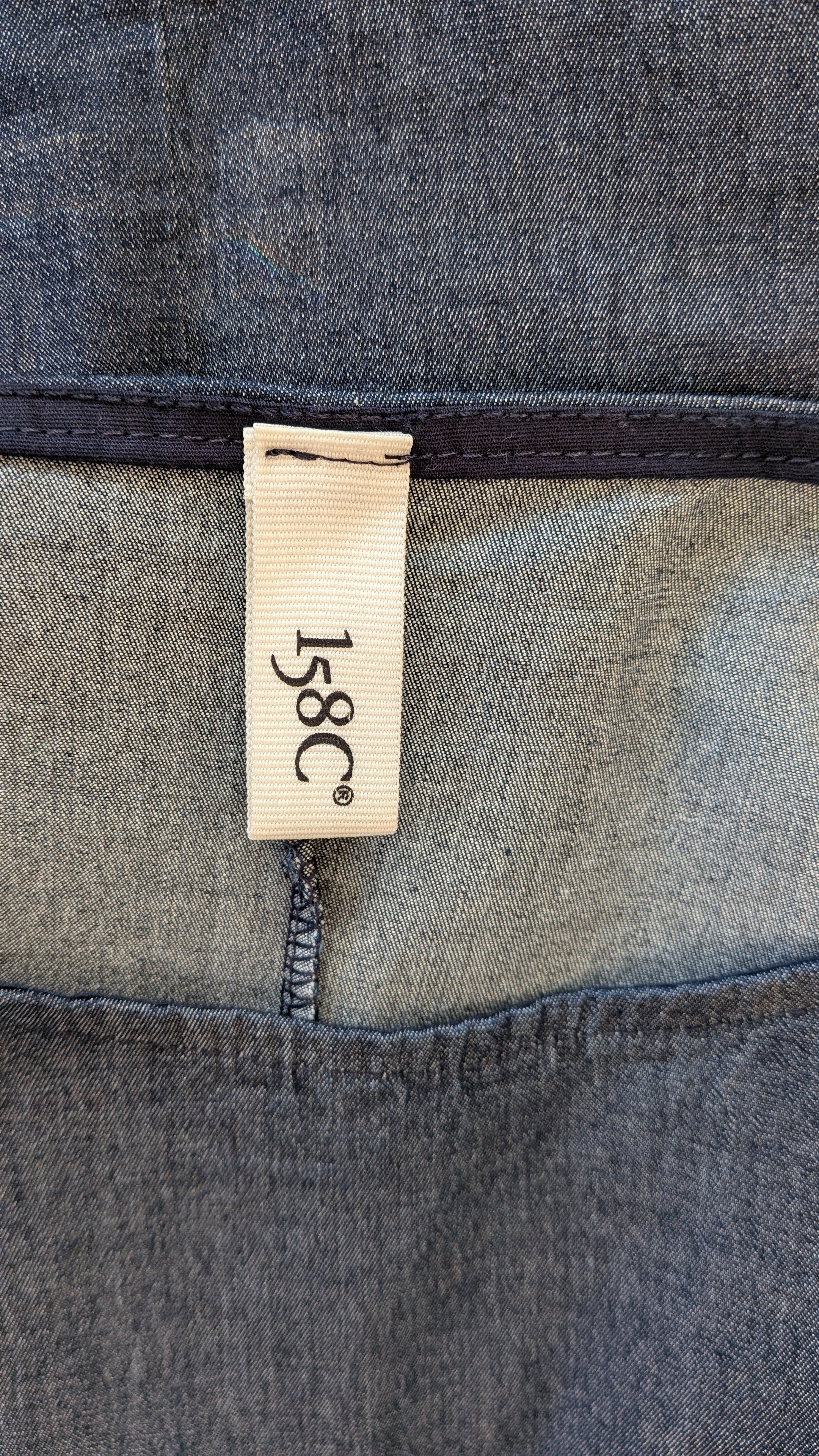 158C Blue Denim Cotton Blend Top in One Size