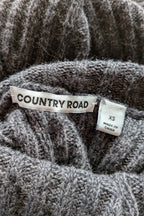 Country Road Grey Wool Cashmere Blend Rib Knit Sleeveless Turtleneck Jumper Size XS