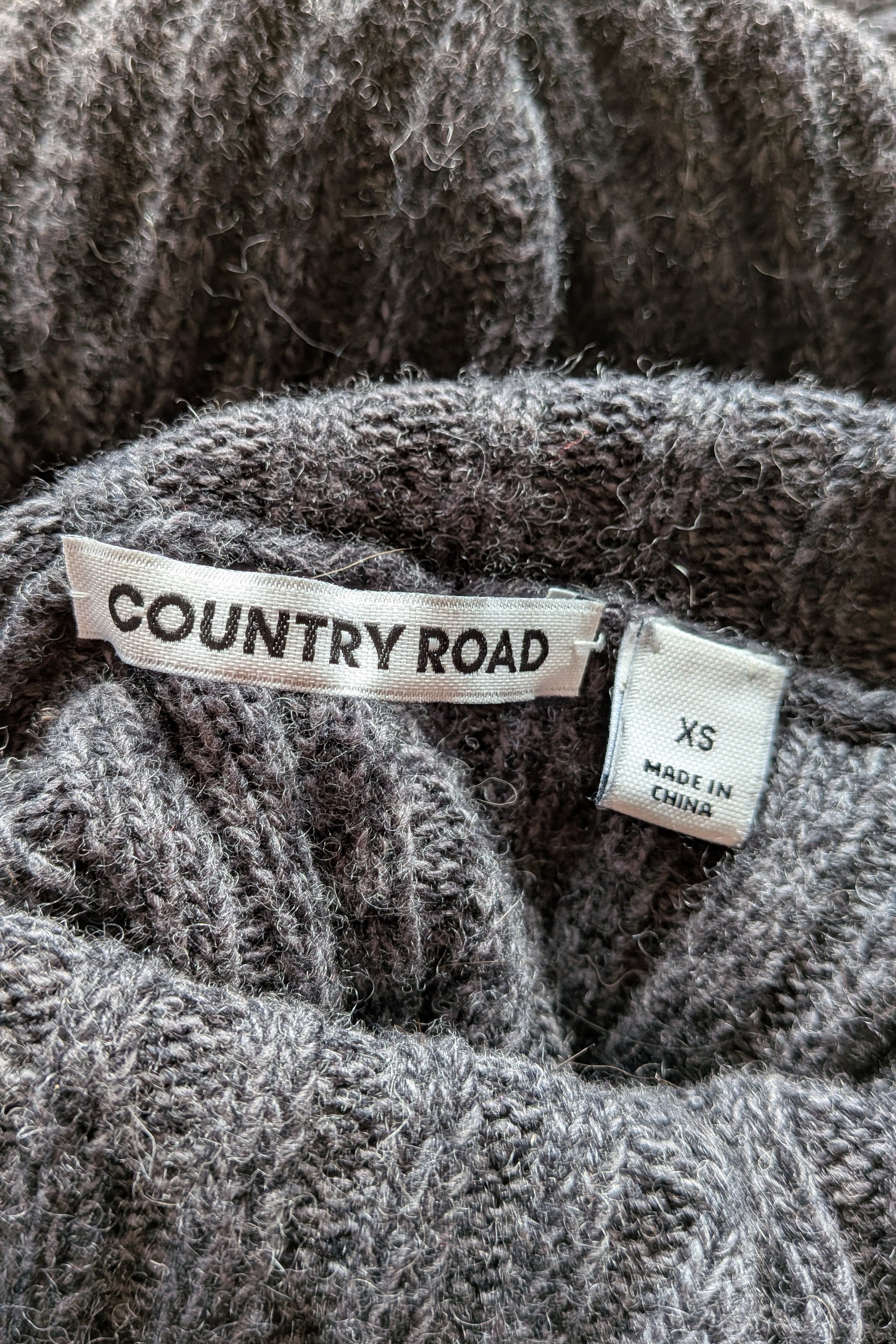 Country Road Grey Wool Cashmere Blend Rib Knit Sleeveless Turtleneck Jumper Size XS