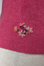 Boden Pink 100% Cashmere Floral Embroidered Cardigan Size 12/14