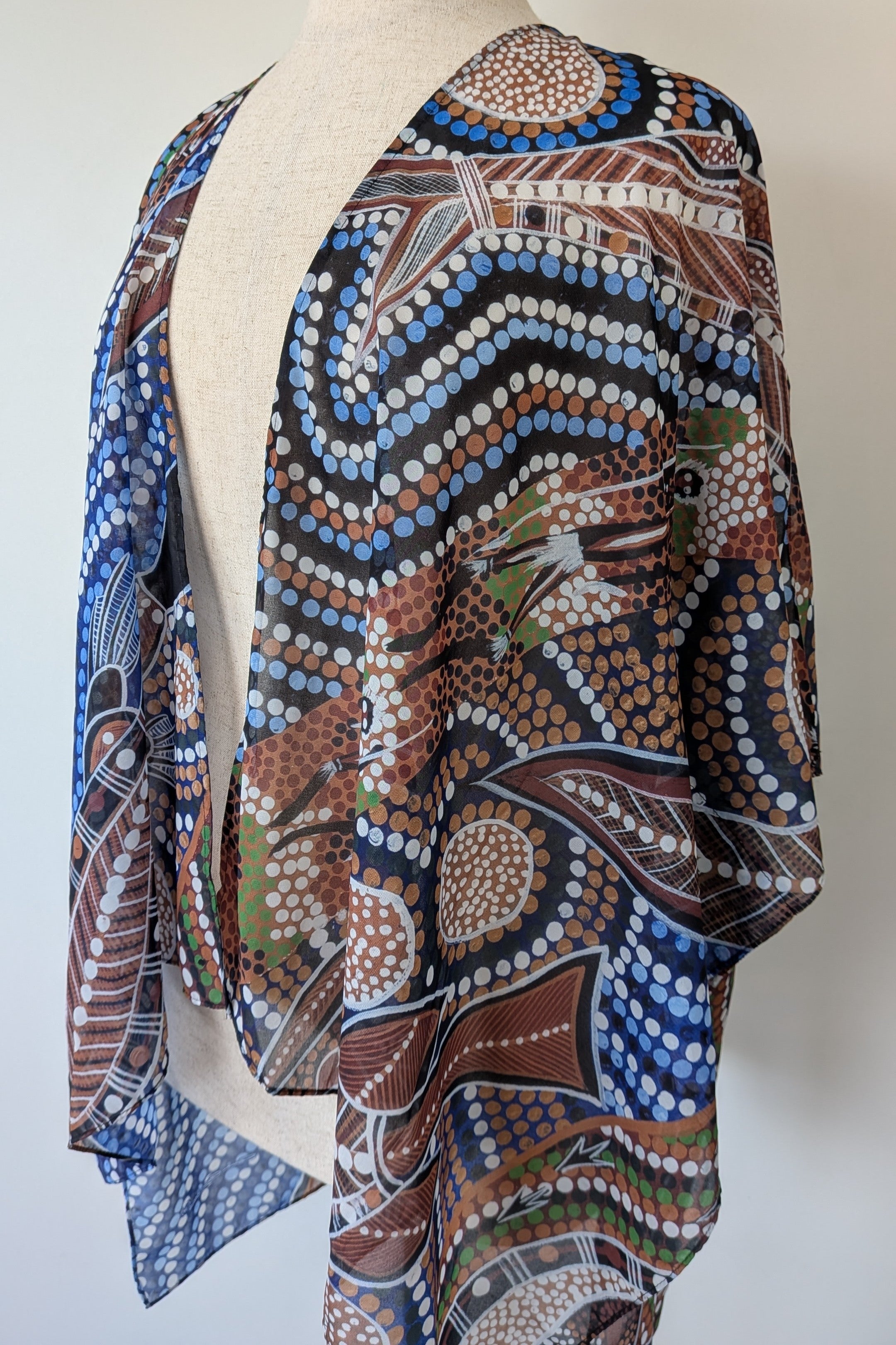Lore Clothing Co. Aboriginal Art Healing Land Rivers Sea and Ocean Chiffon Shawl One Size Brand New With Tags RRP $64.95