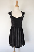 Quirky Circus Black Velvet Sweetheart Skater Dress Size 10