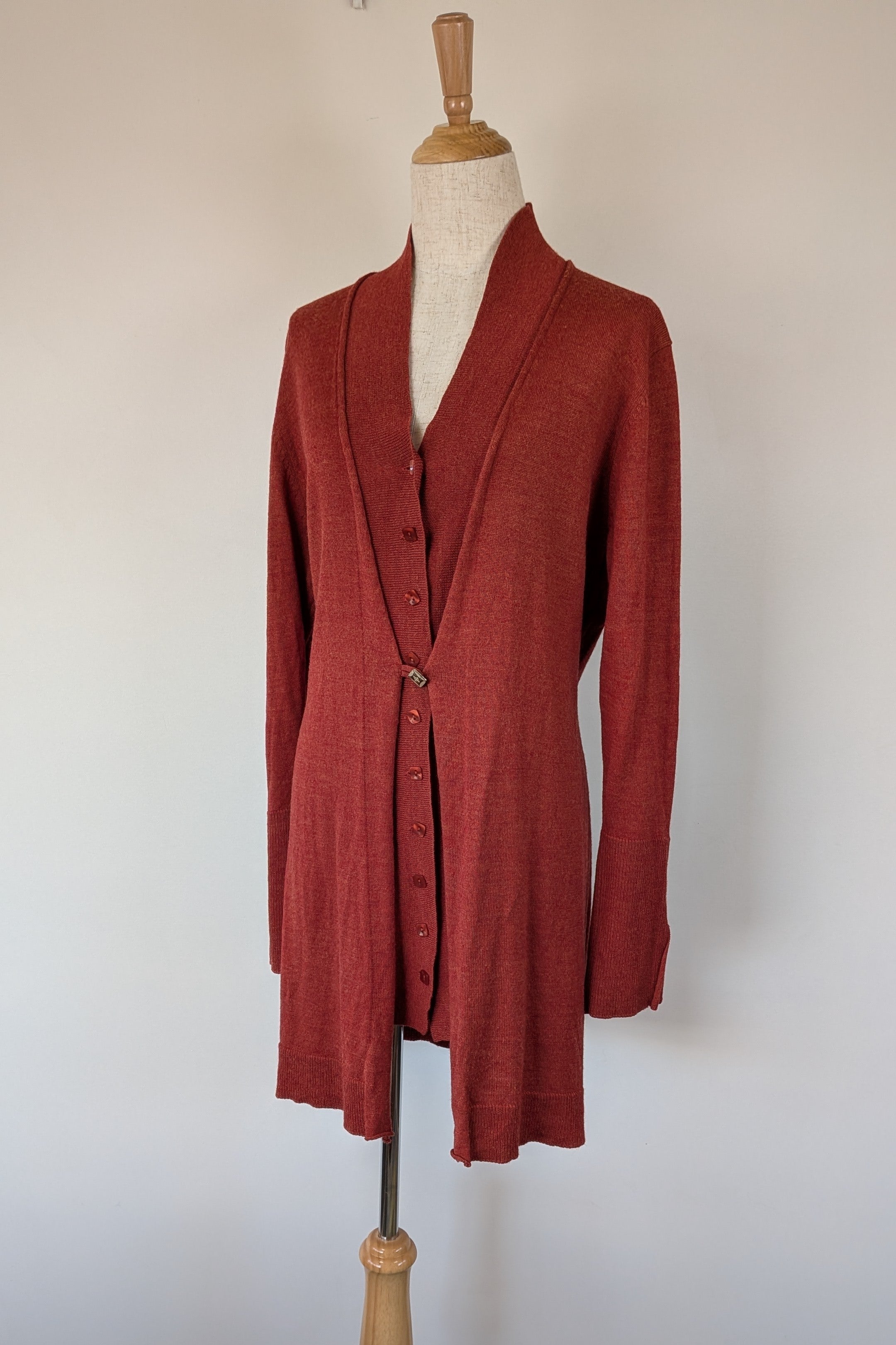 Vintage 90s Meredith Rust Long Cardigan Size 12