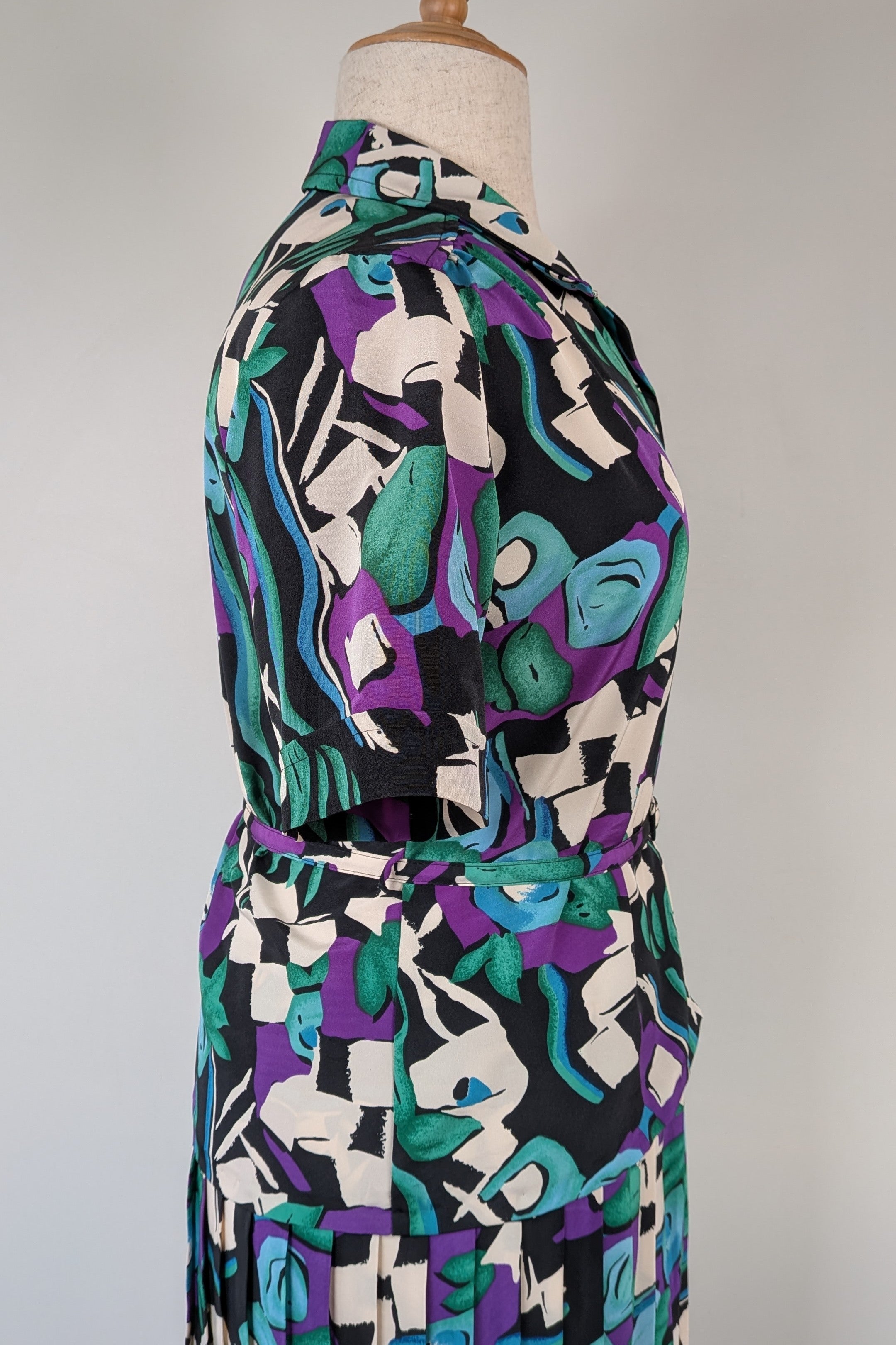 Vintage 80s Styled By Antonia Abstract Pattern Dress Size 16