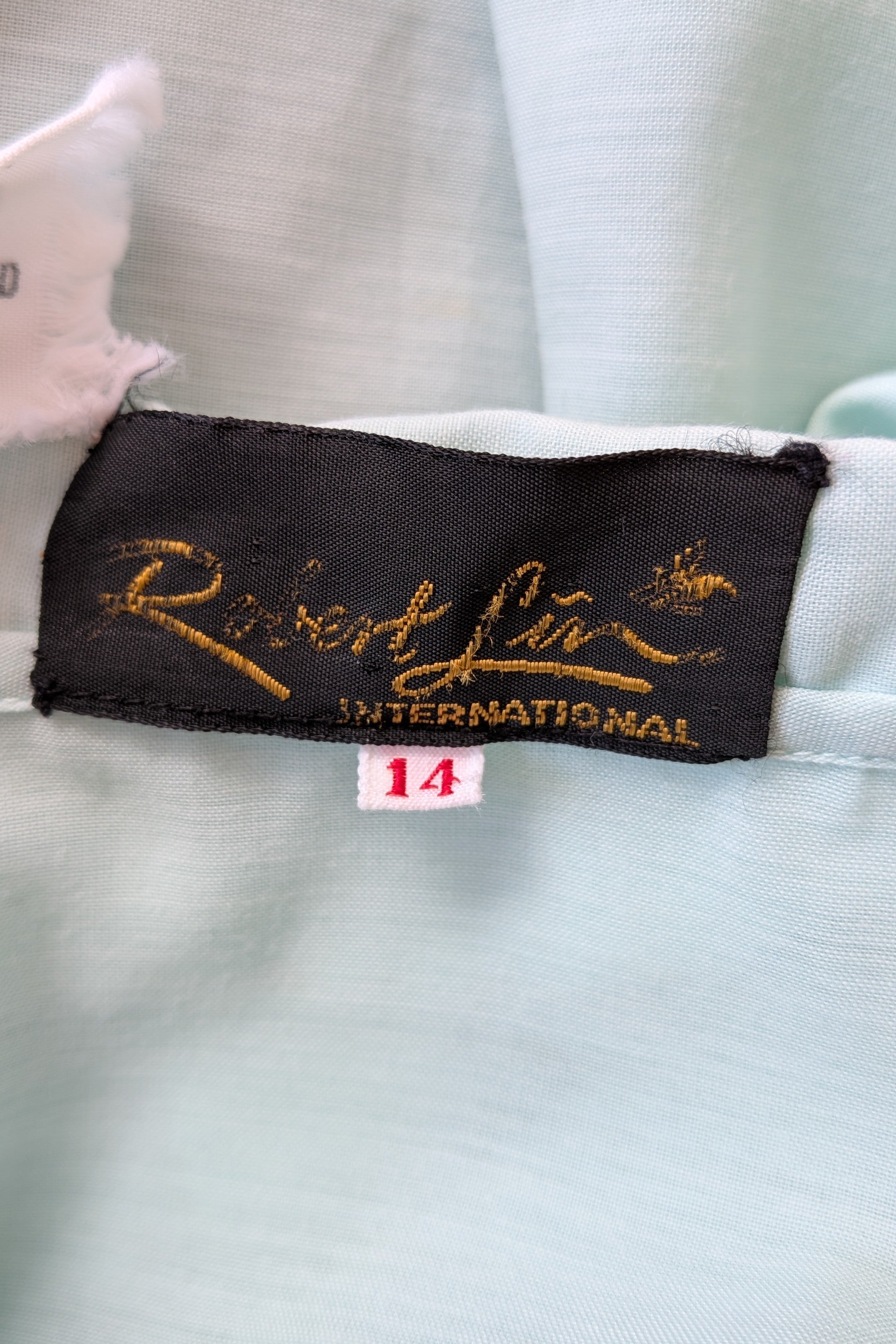 Vintage 70s Robert Lin International Blue Embroidered Blouse Size 10