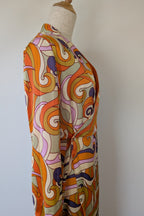 Never Fully Dressed Retro Groove Orange Wrap Midi Dress Size S