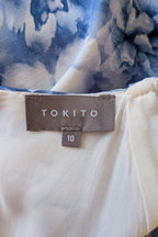Tokito Blue & White Floral Puff Sleeve Dress Size 10