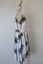 Orientique Black White Arty Linen Cotton Dress Size 10