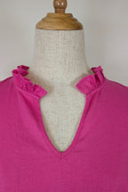Liz Jordan Ruffle Sleeve Linen Top in Raspberry Rose Size 8 BNWT RRP $89.99
