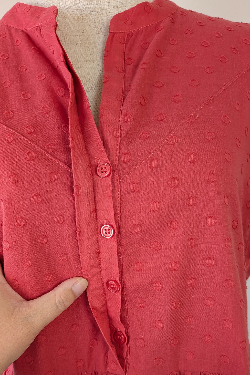 French Connection Geranium Polka Dot 100% Cotton Flutter Sleeve Dress Size 8