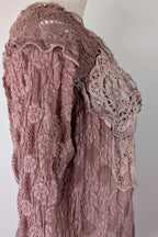 Lace Palace Antique Lace Crochet Pink Fairycore Tunic Top Size S/M