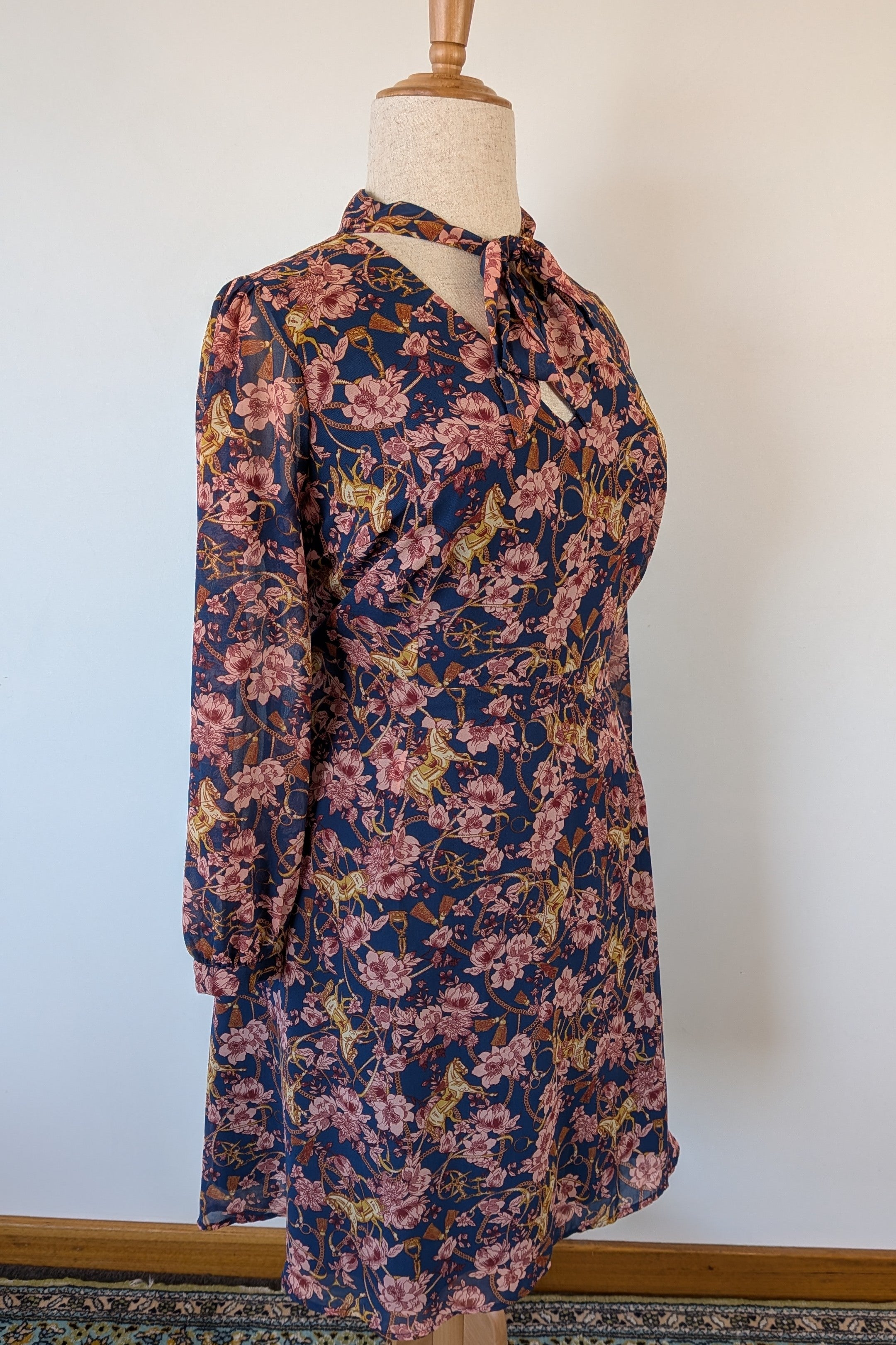 Modcloth Apogee of Elegance Floral & Horse Print Dress Size 22