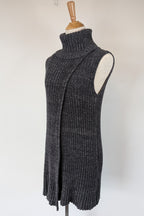 Country Road Grey Wool Cashmere Blend Rib Knit Sleeveless Turtleneck Jumper Size XS