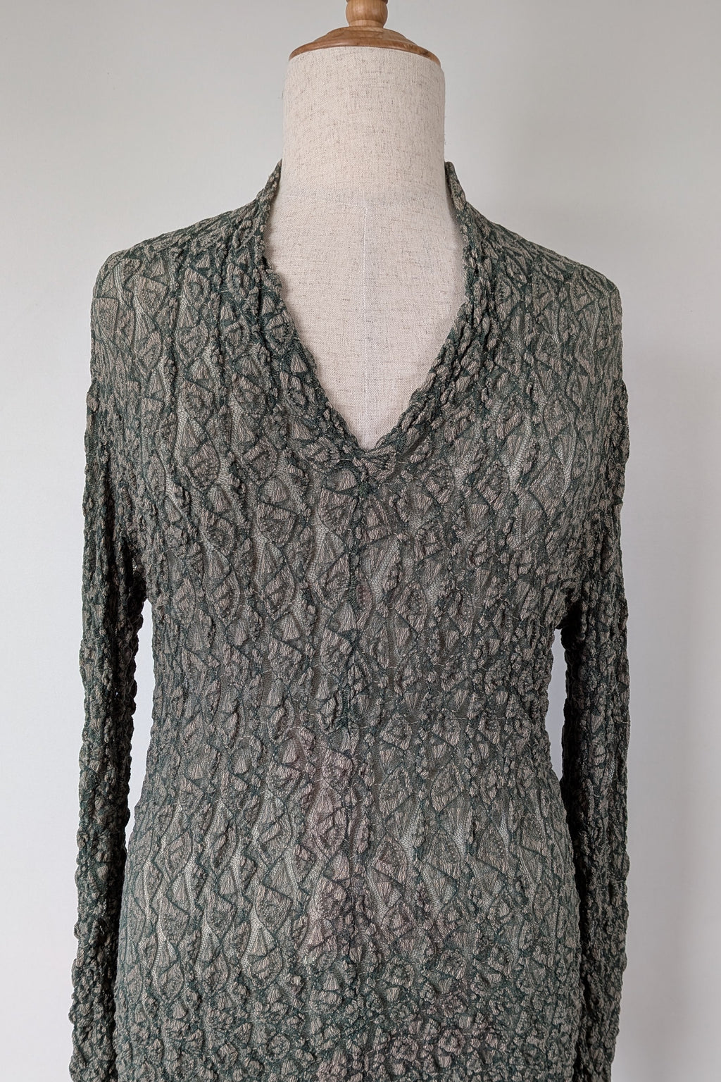 Vintage Y2K Envy Me Green Bouclé Weave Tunic One Size