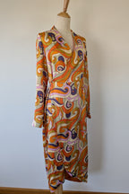 Never Fully Dressed Retro Groove Orange Wrap Midi Dress Size S