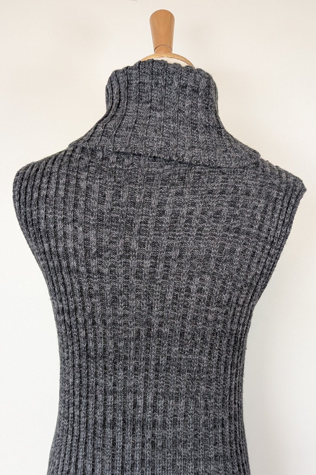 Country Road Grey Wool Cashmere Blend Rib Knit Sleeveless Turtleneck Jumper Size XS
