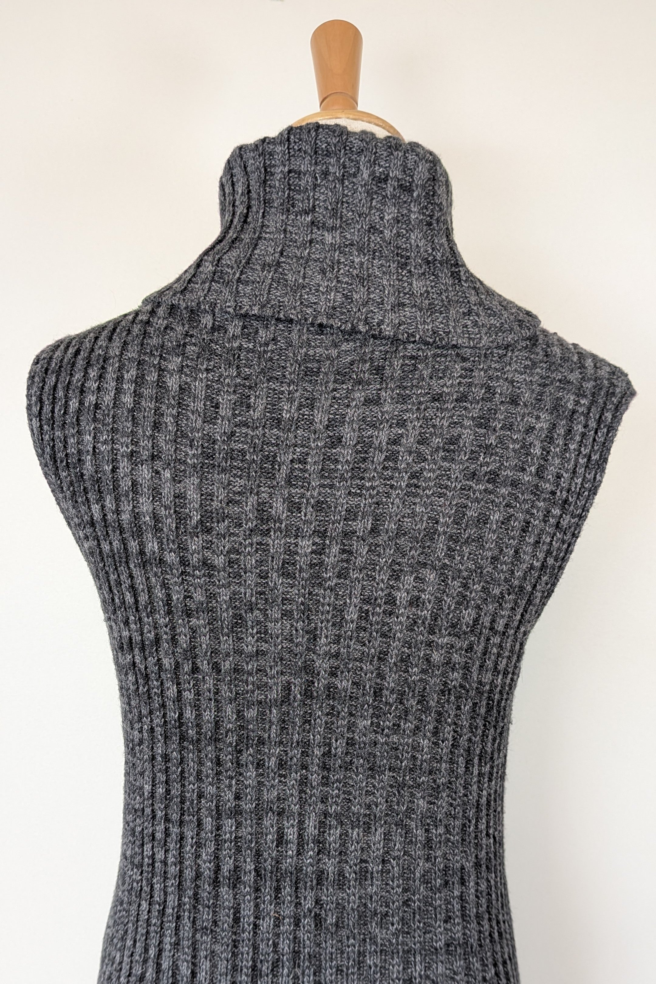 Country Road Grey Wool Cashmere Blend Rib Knit Sleeveless Turtleneck Jumper Size XS