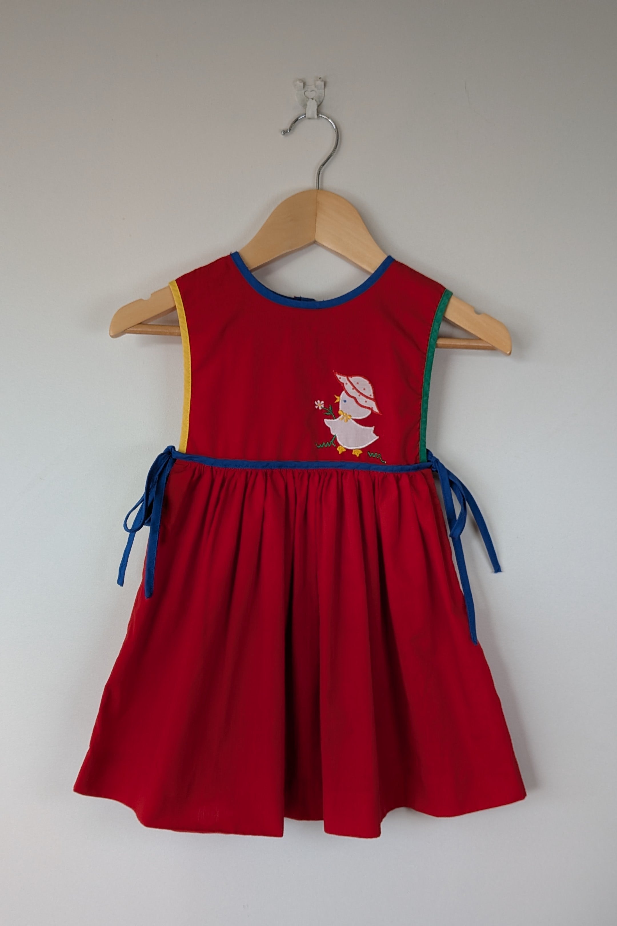 Vintage 90s Baby Love Embroidered Duck Pinafore Dress Size 3