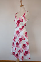 Portmans White & Pink Floral Fit and Flare Dress Size 10