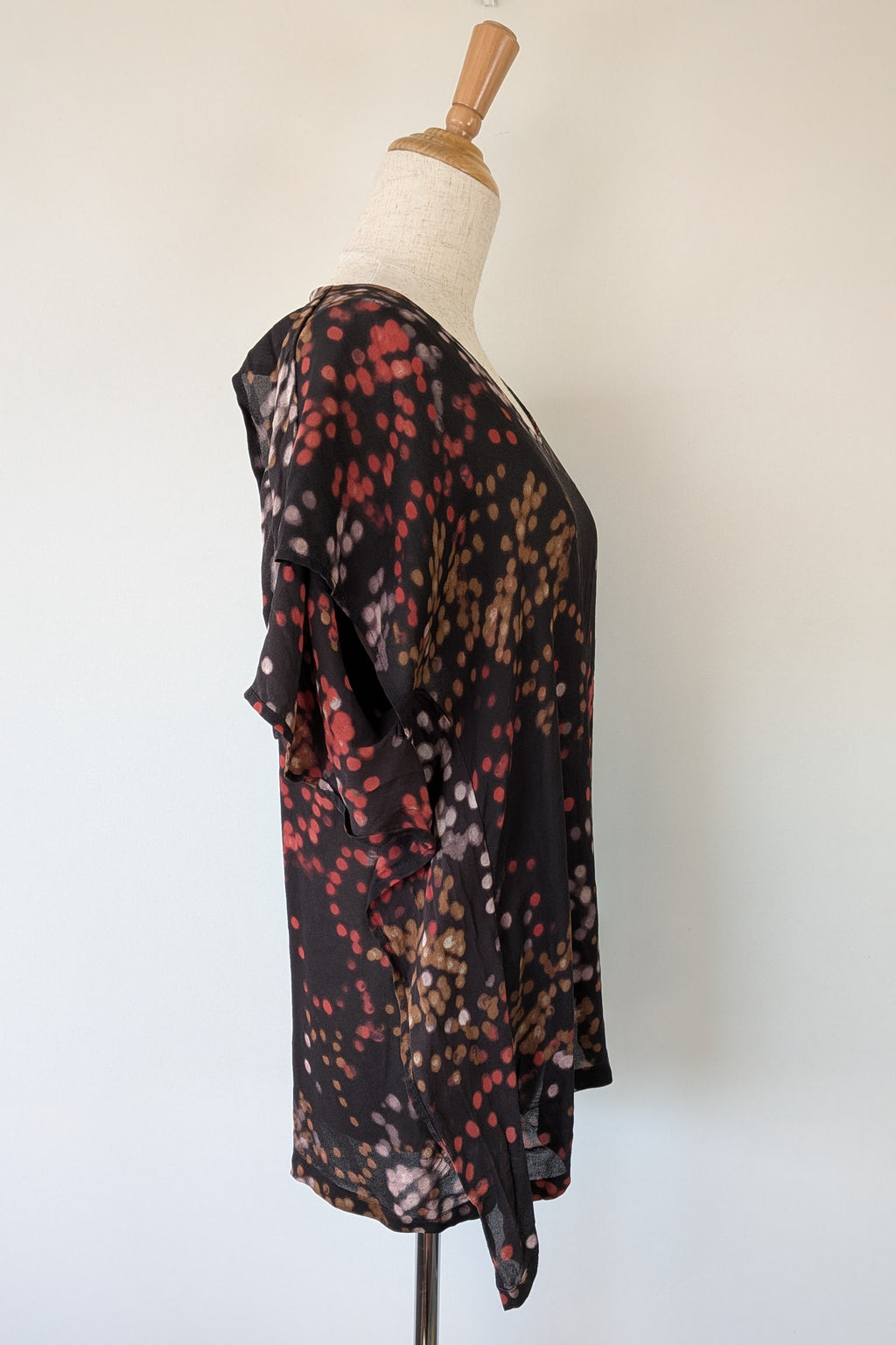 Vintage Y2K Kingan Jones 100% Silk Abstract Dot Top Size 12