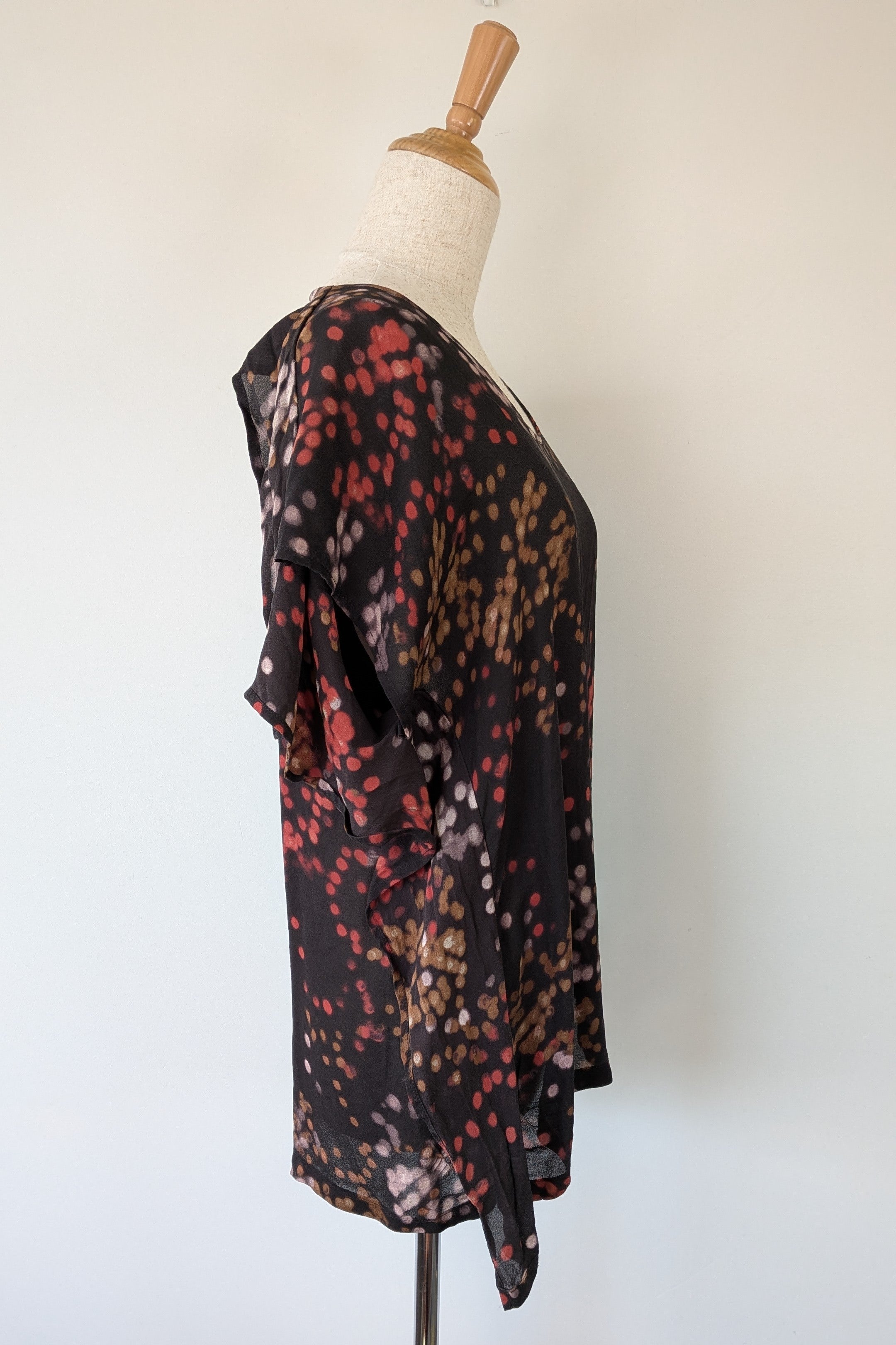 Vintage Y2K Kingan Jones 100% Silk Abstract Dot Top Size 12