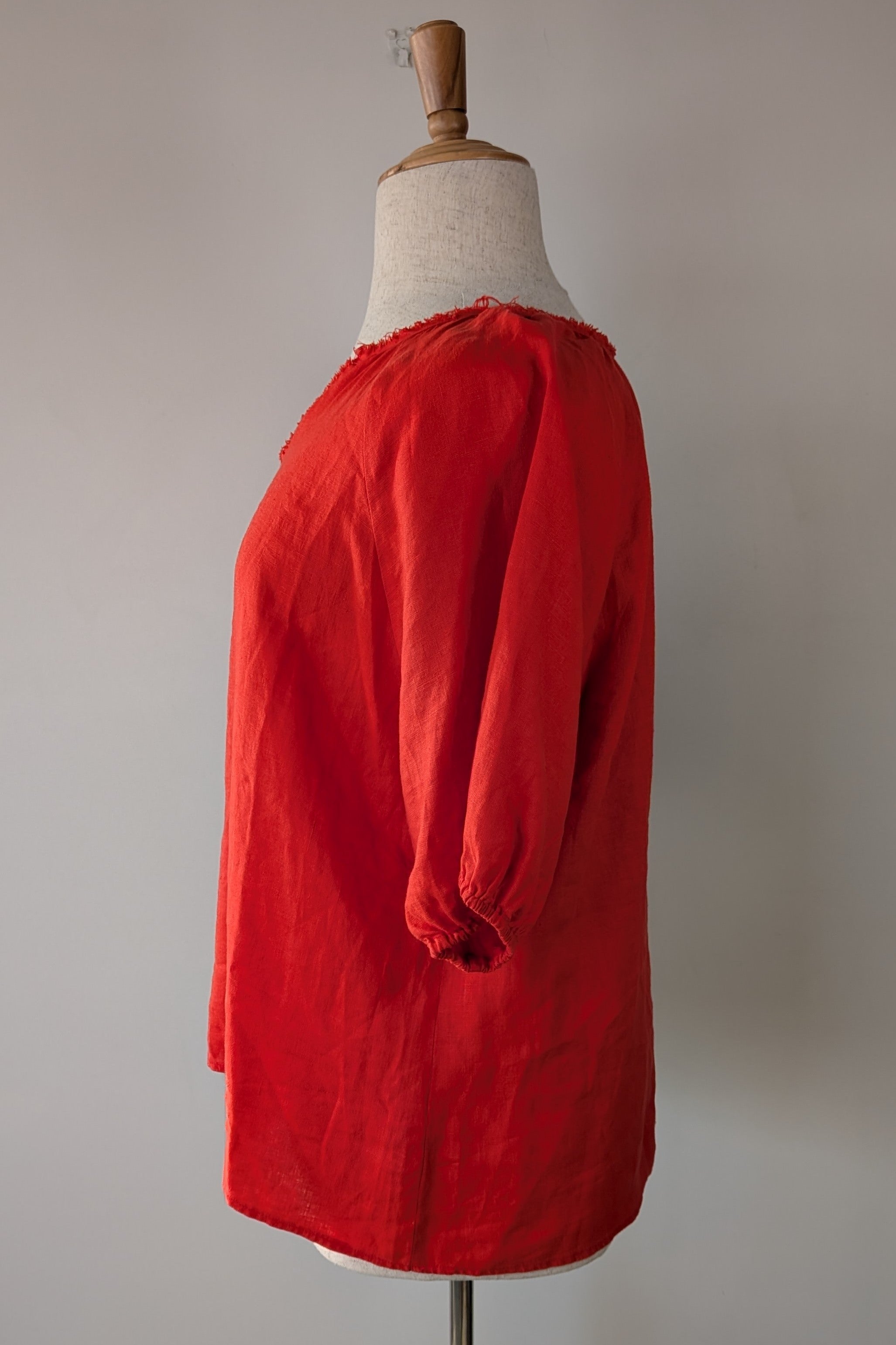 Soul Sparrow Red 100% Linen Top Size XL