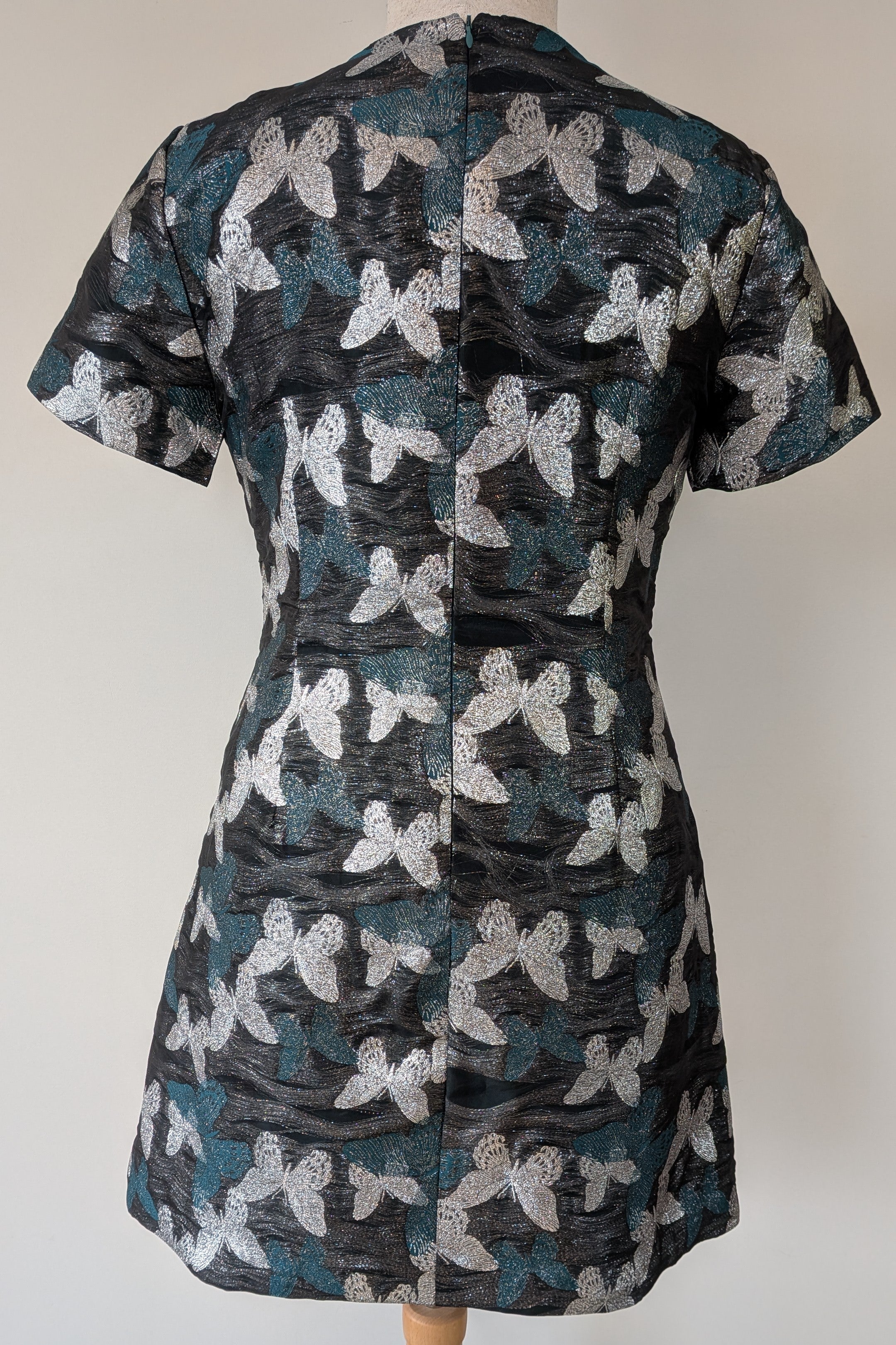 Contony Black Label Metallic Butterfly Sheath Mini Dress Size 14/16