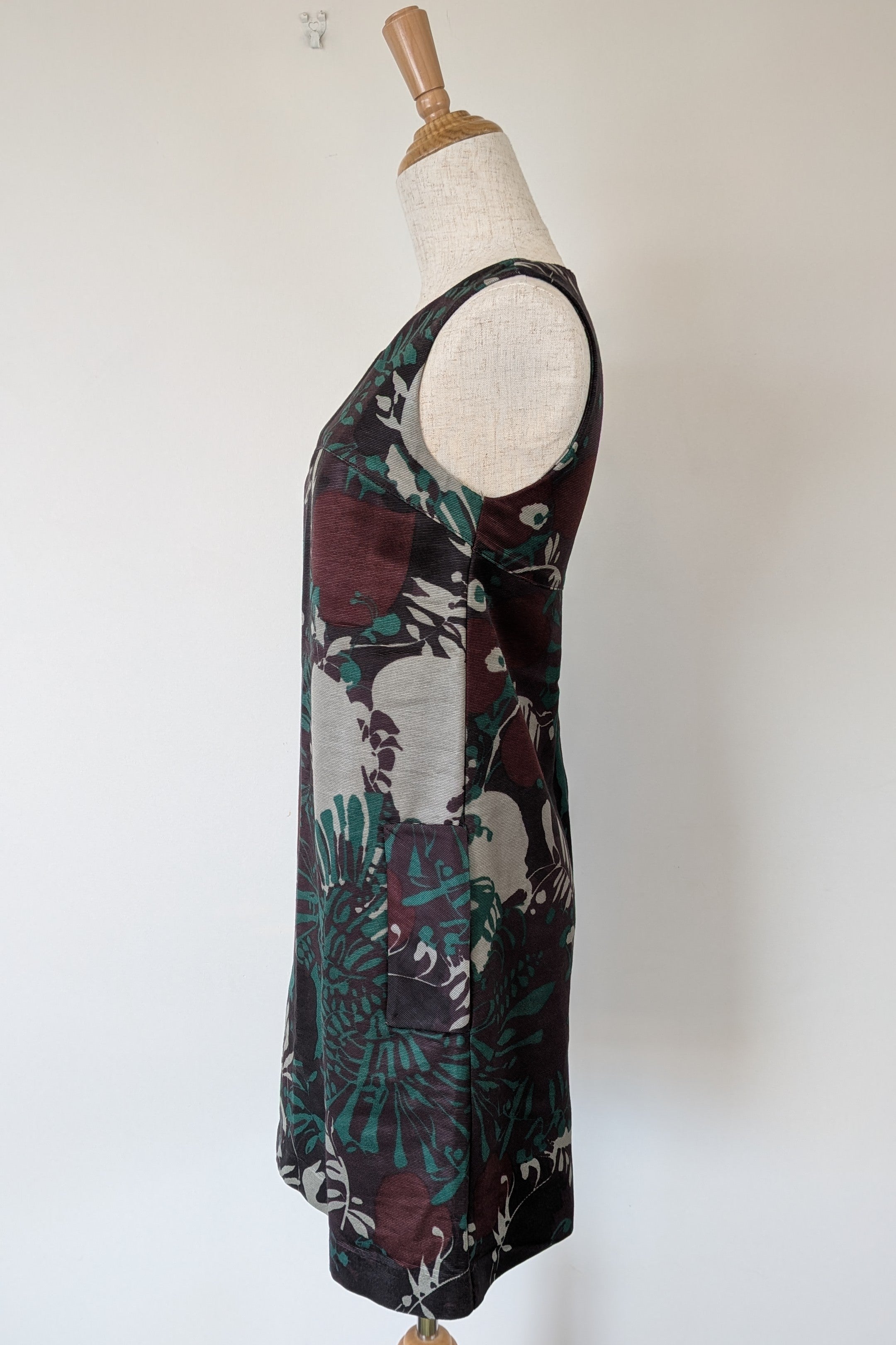 Vintage Cue Botanical Print Shift Dress Size 6