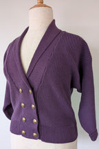 Vintage 80s Casaveen Pure New Wool Purple Cardigan (Made in Tasmania) Size 14