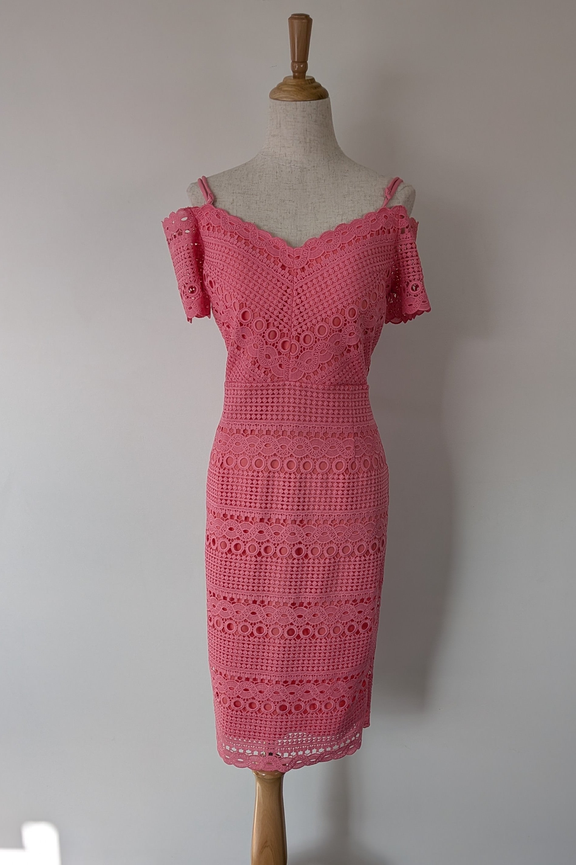 Mei Mei Pink Lace Midi Dress Size 14 Brand New With Tags