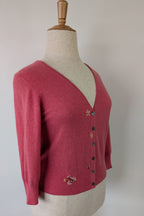 Boden Pink 100% Cashmere Floral Embroidered Cardigan Size 12/14