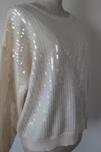 Vine Apparel White Wool Blend Iridescent Sequin Jumper Size M/L