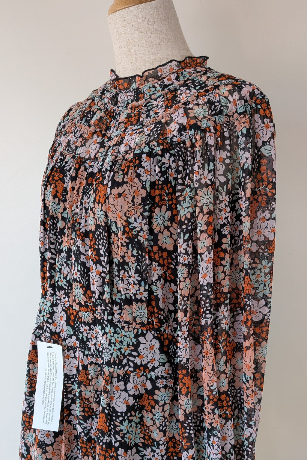 Topshop Floral Print Ruched Mini Dress Sz 14 RRP $80