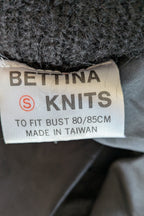 Vintage 80s Bettina Knits Black Wool Blend Bomber Cardigan Size S