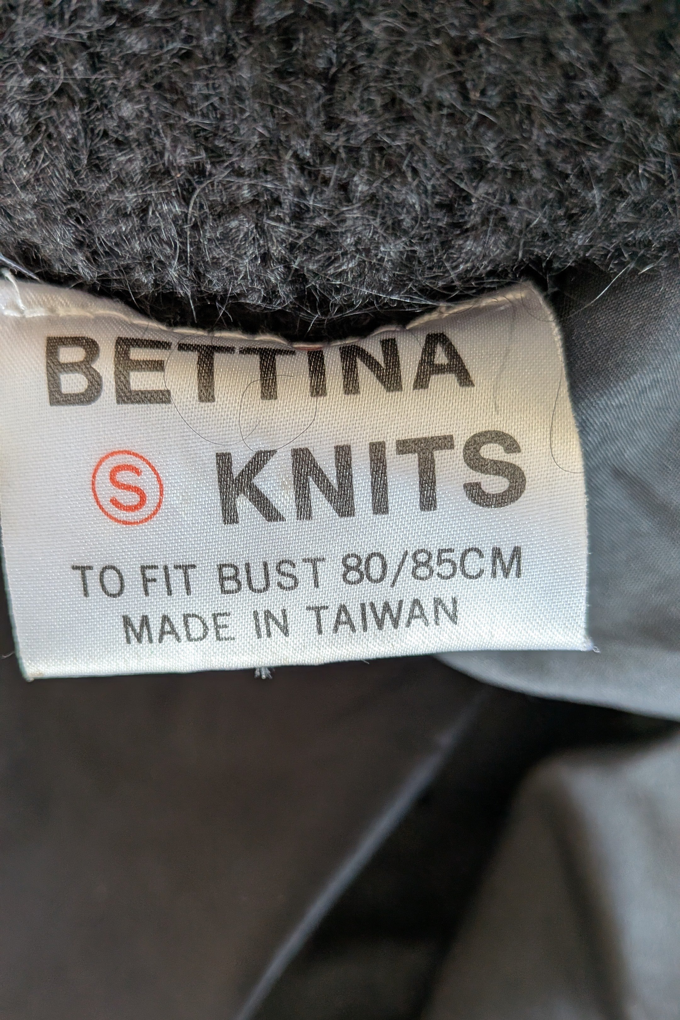Vintage 80s Bettina Knits Black Wool Blend Bomber Cardigan Size S