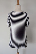 Virtuelle Gold Sequin Spot Stripe Handkerchief Hem Top Size XS