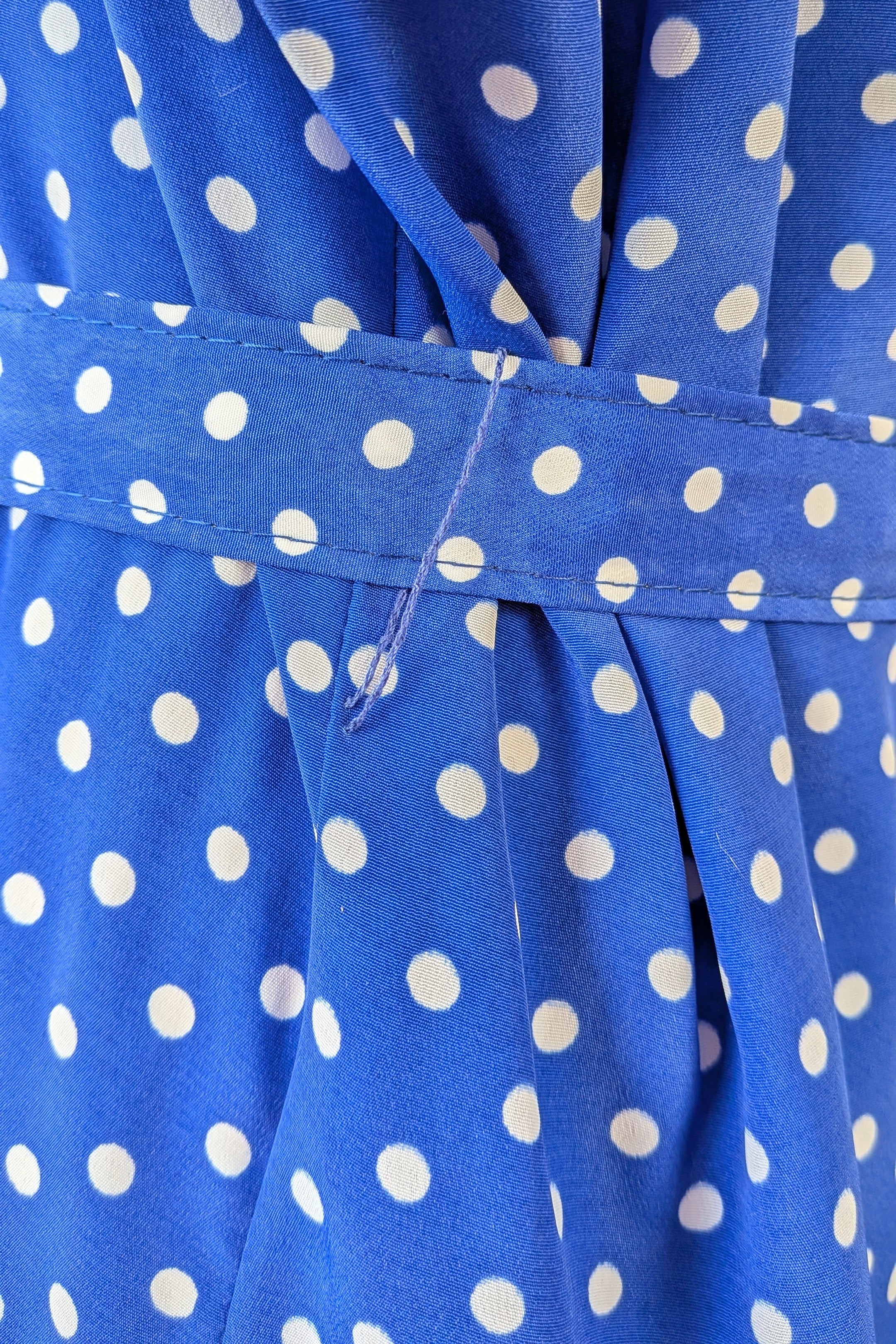 Vintage 80s Today's Classics Blue & White Polka Dot Pleated Tea Dress Size 12