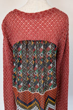 Ellis & Dewey White Label Red Wool Blend Panel Cardigan Size S