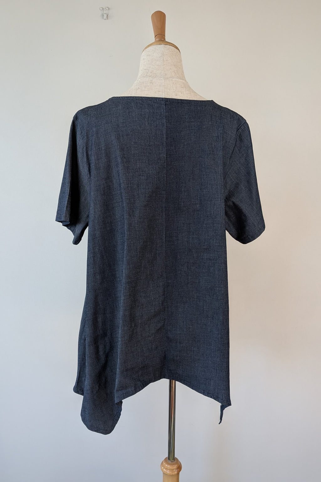 158C Blue Denim Cotton Blend Top in One Size