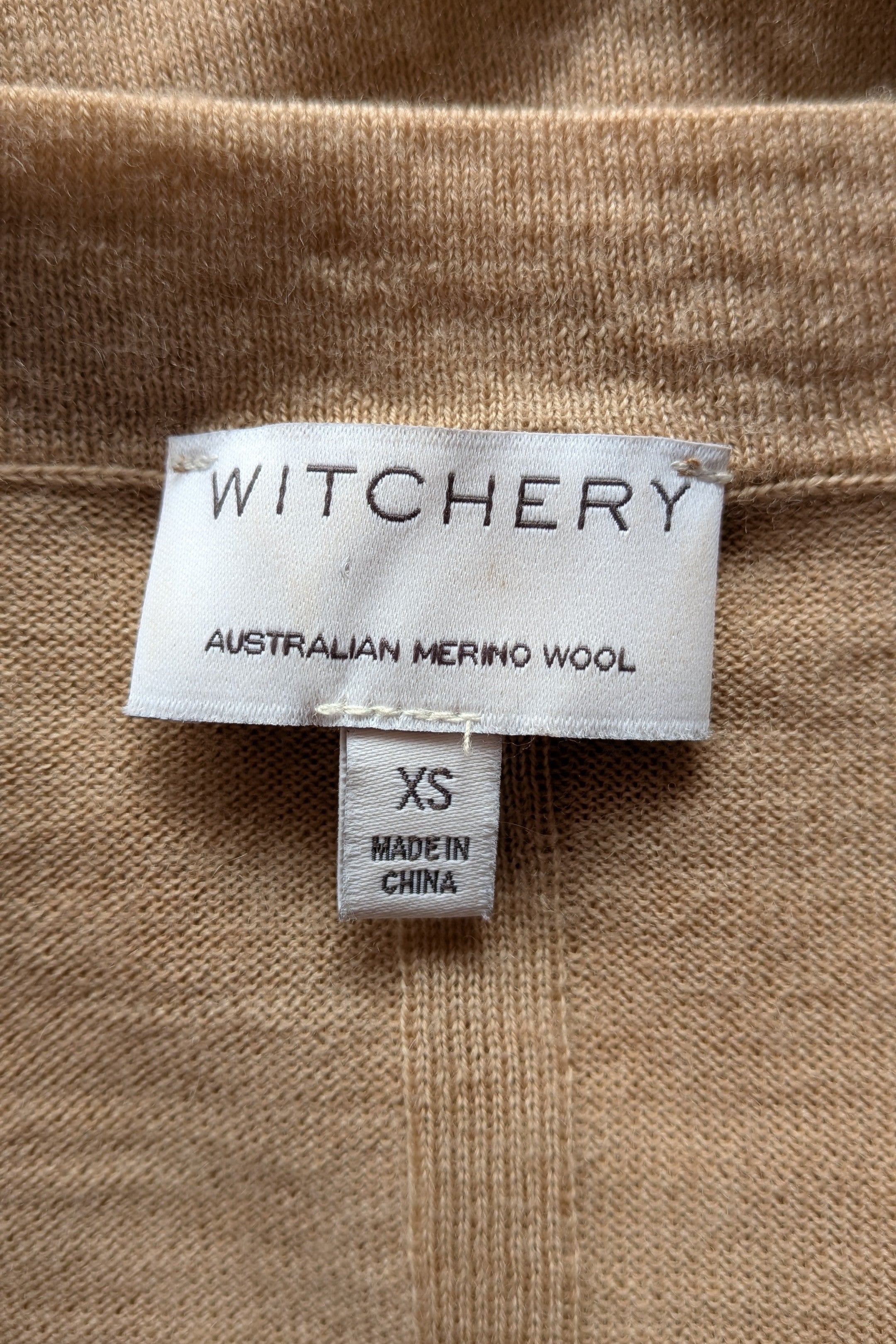 Witchery 100% Merino Wool Champagne Sequin Bead Detail Jumper Size XS