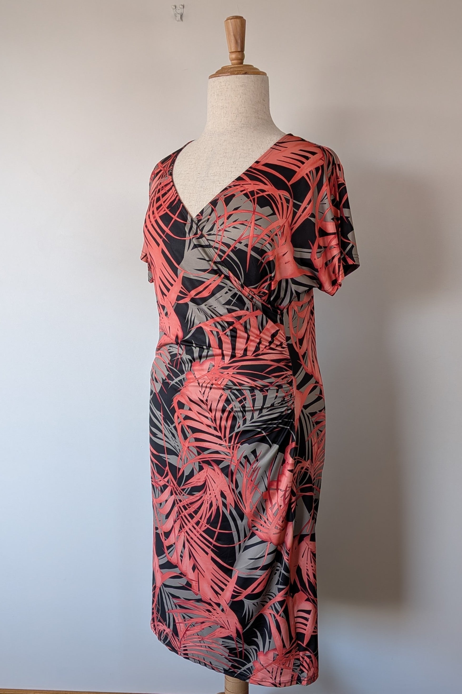 Euroedit Red Print Midi Dress Size 18 Brand New With Tags RRP $159.99
