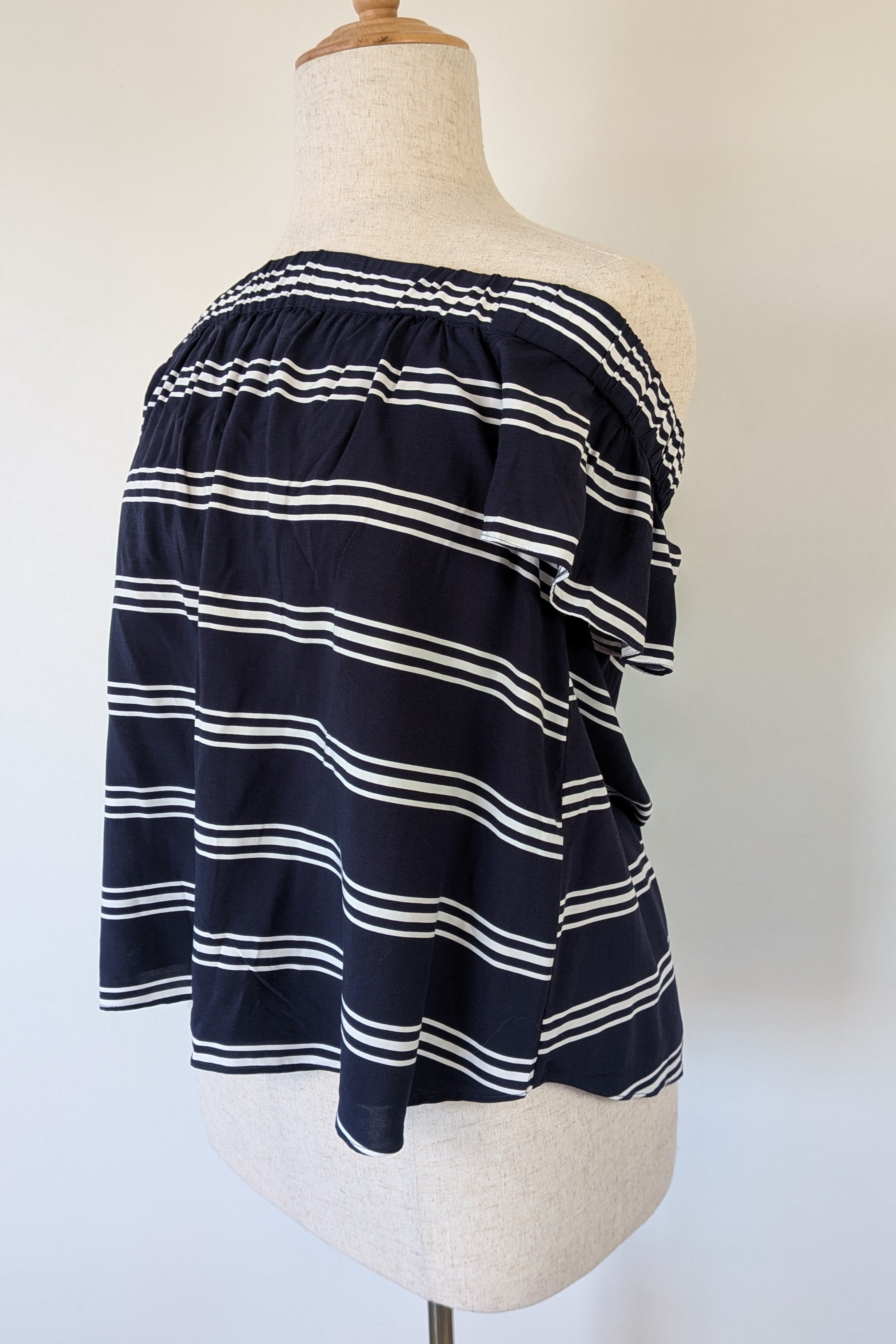Portmans Off The Shoulder Navy & White Stripe Top Size 14 Brand New With Tags RRP $59.95