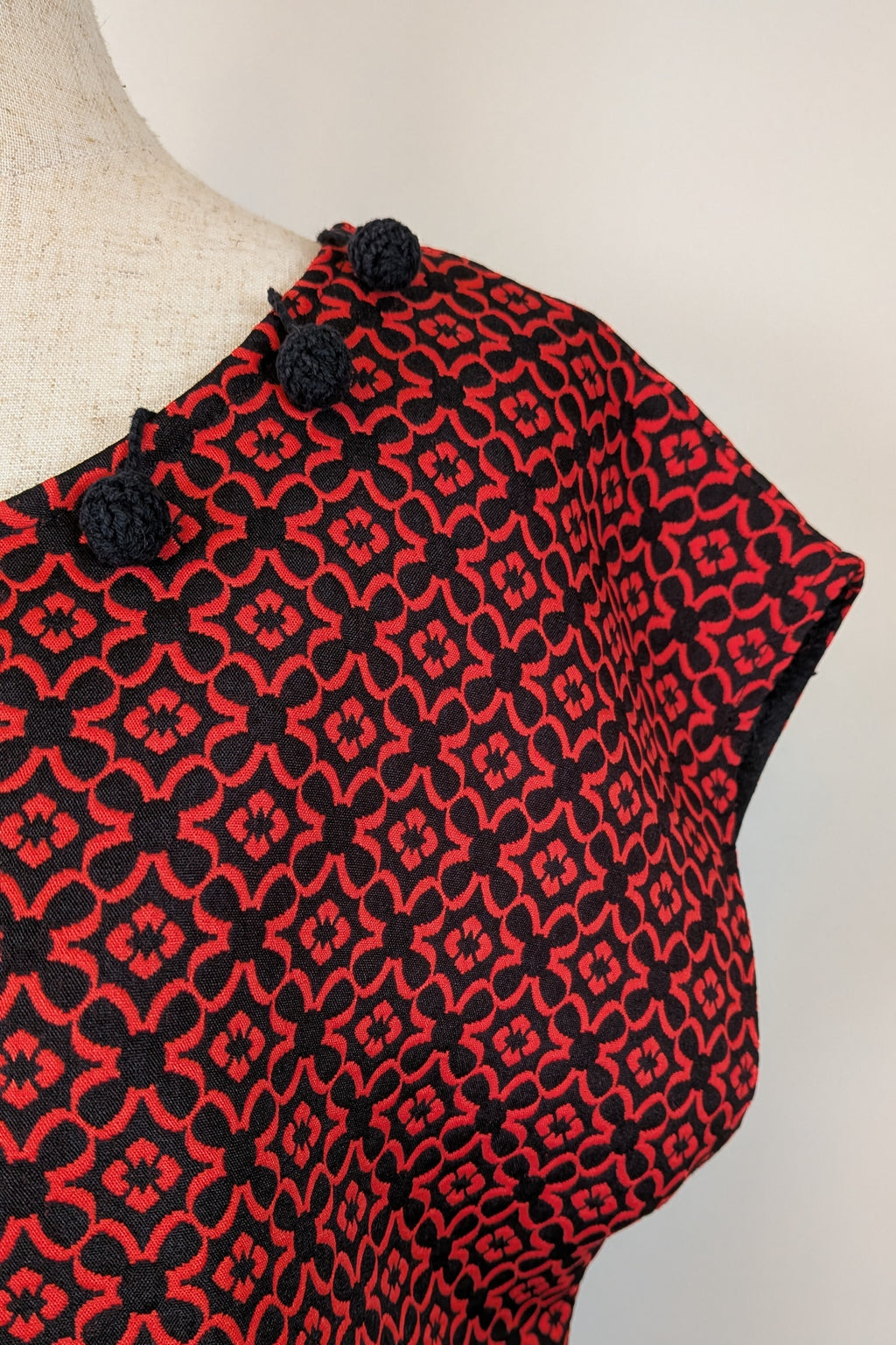 Revival Retro Red & Black Pom Pom Top Size 14