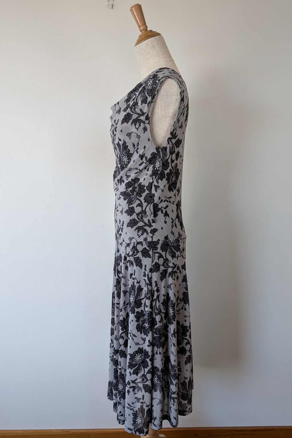 Vintage Y2K Tea Berry Floral Lace Cowl Neck Dress Size 8/10